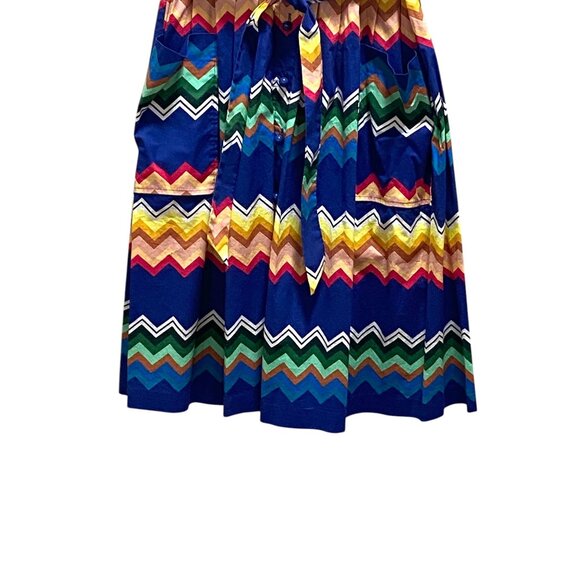 Plenty By Tracy Reese Amy Chevron Print Dress Blue Size 6 Coastal Pride #Boho - Picture 8 of 15